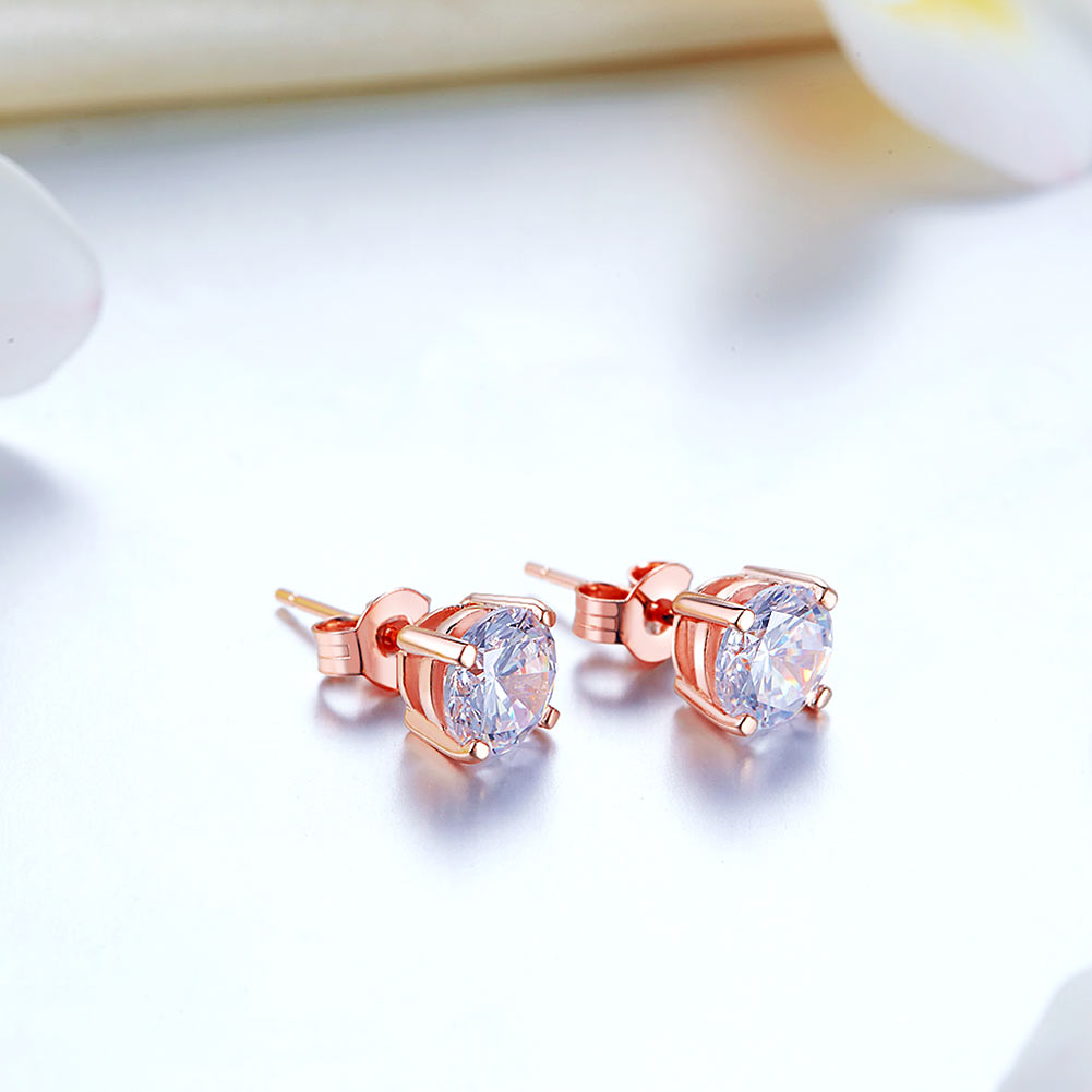 1 Carat Created Diamond Stud Earrings 925 Sterling Silver Rose Gold Plated XFE8151