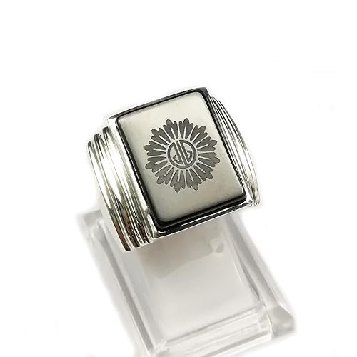 Great Gatsby Leonardo Dicaprio 925 silver ring Black onyx stamped silver ring Rings for men and women (Family badge picture, 7)