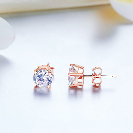 1 Carat Created Diamond Stud Earrings 925 Sterling Silver Rose Gold Plated  XFE8151