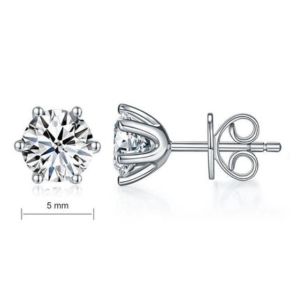 0.5 Carat Moissanite Diamond 6 Claws Stud Earrings 925 Sterling Silver MFE8203