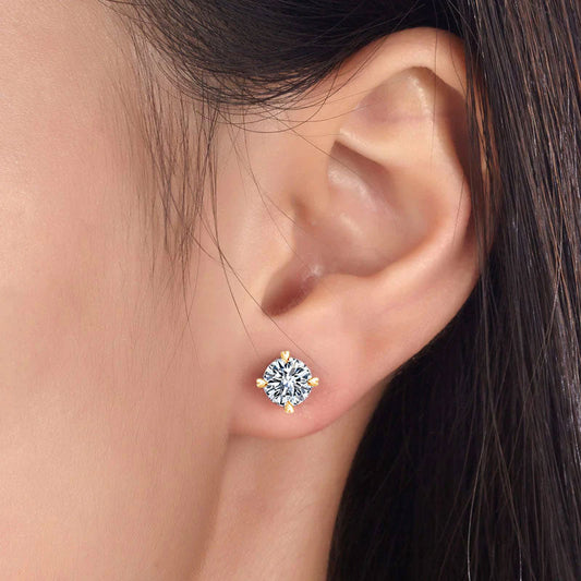 1 Carat Moissanite Diamond Heart Claws Earrings 925 Sterling Silver Rose Gold Plated MFE8206
