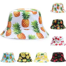 Pineapple Printed Double-Sided Bucket Hats For Women Men Lemon Cherry Fruit Summer Panama Cap Sun Fishing Bob Fisherman Hat Bone - AliExpress 200000297