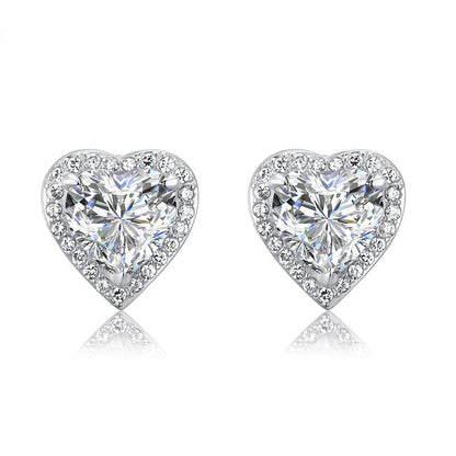 3 Carat Created Diamond 925 Sterling Silver Heart Stud Earrings XFE8021