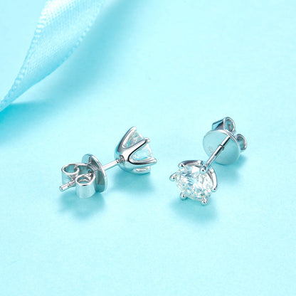 0.5 Carat Moissanite Diamond 6 Claws Stud Earrings 925 Sterling Silver MFE8203