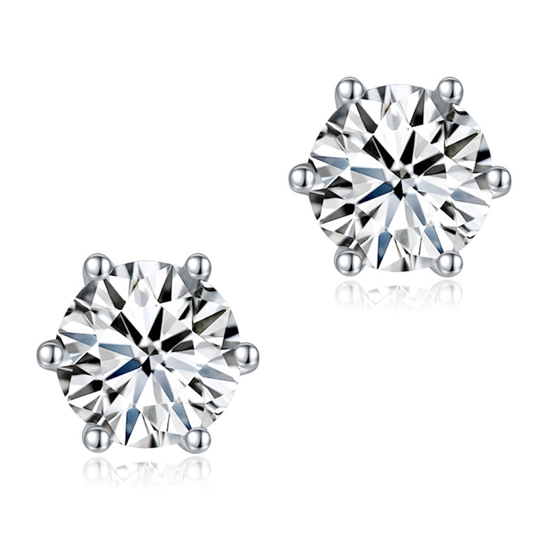 0.5 Carat Moissanite Diamond 6 Claws Stud Earrings 925 Sterling Silver MFE8203