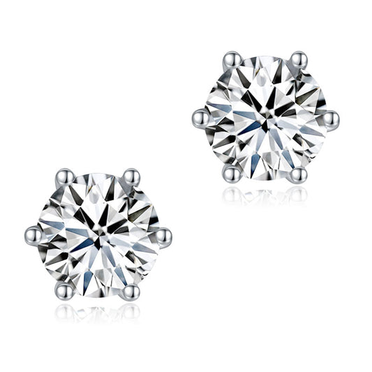 0.5 Carat Moissanite Diamond 6 Claws Stud Earrings 925 Sterling Silver MFE8203